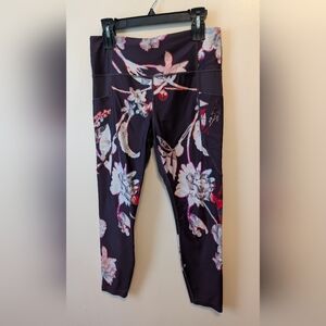 Athleta Floral Print Leggings - Purple and Pink